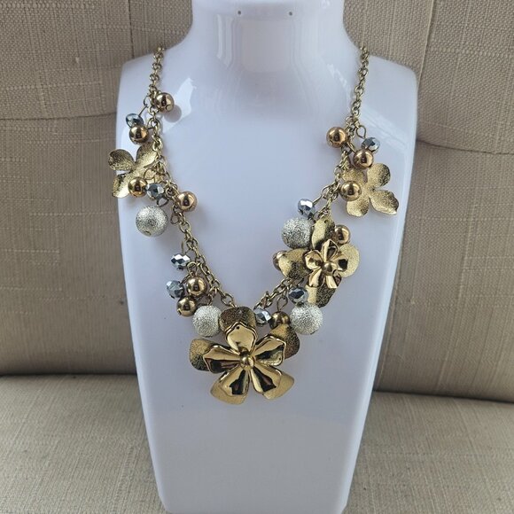 Bold Element Women Necklace Gold Tone Blossom Flower Statement Necklace - Picture 6 of 13